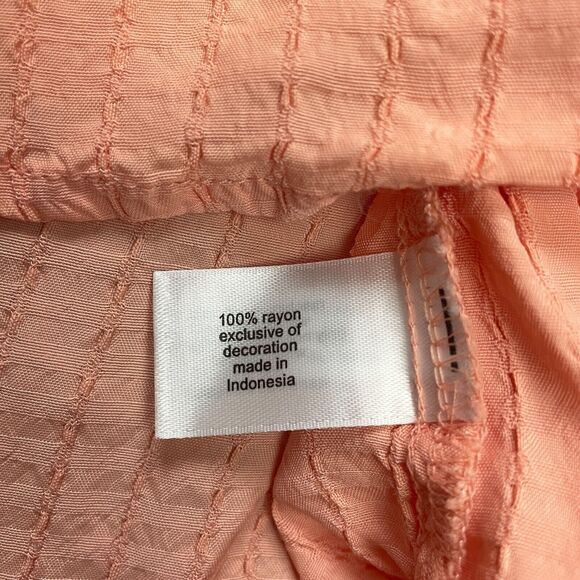 Lane Bryant Button Up Shirt Womens 26 Peach Pink/Orange Long Sleeve Soft Rayon - Picture 6 of 12